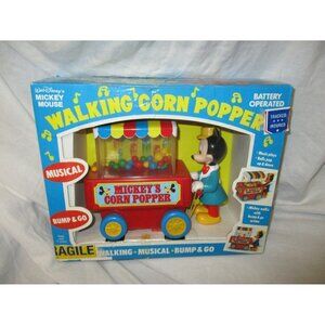 Vintage Disney ILLCO Toy Mickey Mouse Walking Corn Popper Push Pop